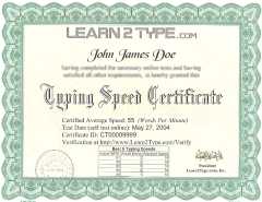Typing Certifications Printed